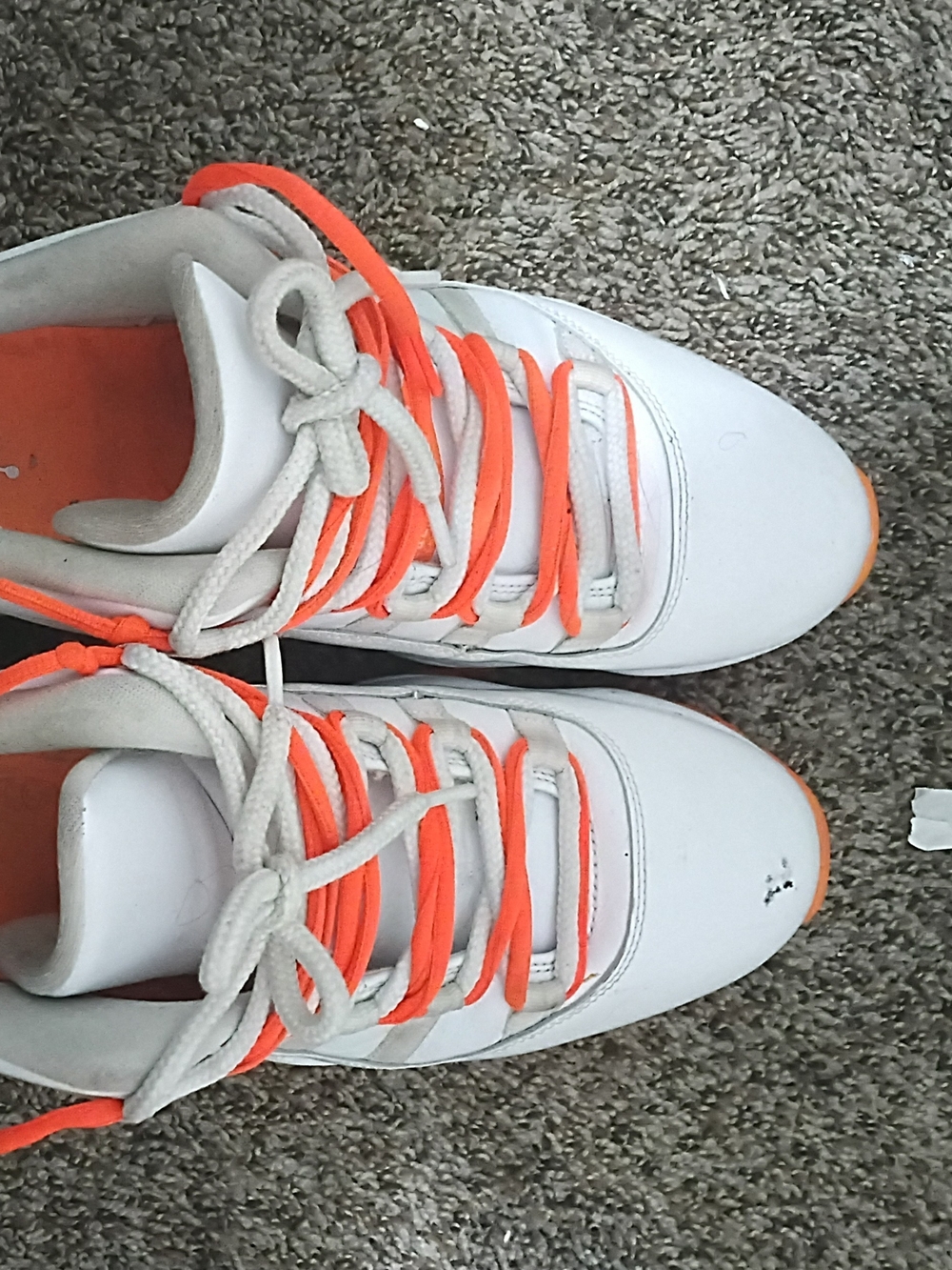 Jordan White Sneakers with Bright Orange Accents